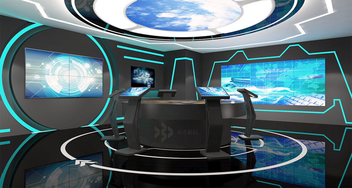 科技与视觉的融合 经典蓝白配色多媒体企业展厅设计案例